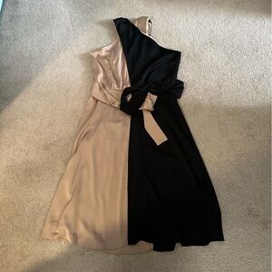 Silk color block midi dress